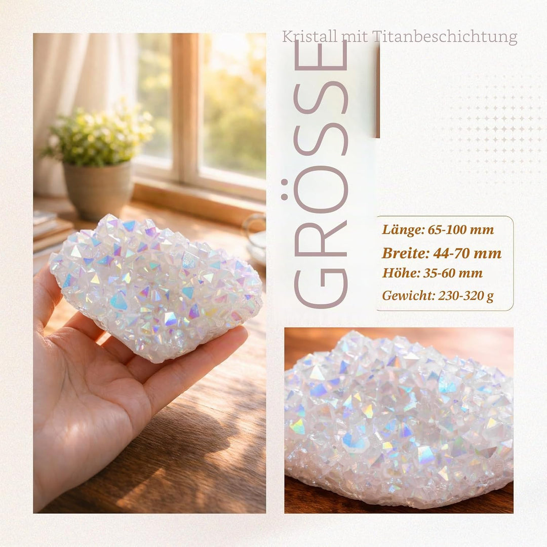 mookaitedecor Titanium Coated Natürlichen Bergkristall Rohstück Geode Dekorative Stein Naturstück Ed
