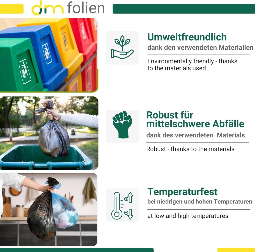dm-folien gmbh Müllsäcke 120 Liter - 700 x 1100 mm | 50 Stück | Blaue Abfallsäcke | Reissfeste Entso