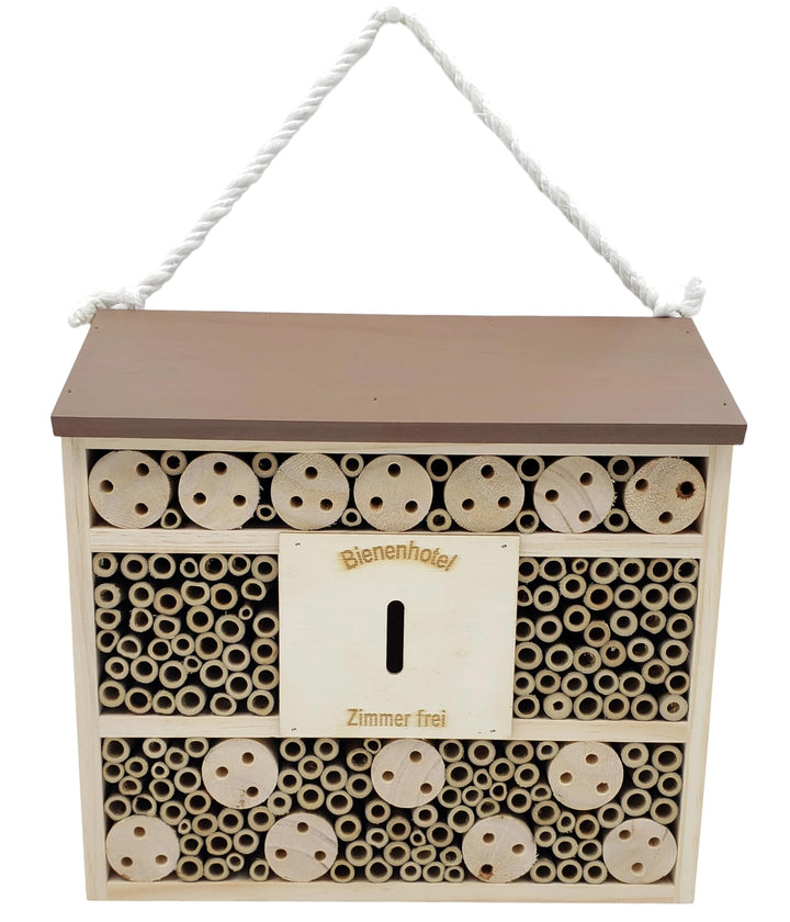 Dehner Natura Insektenhotel Andrena, ca. 29.5 x 9.5 x 28.5 cm, Kiefern-, Tannenholz/Bambus/Sperrholz