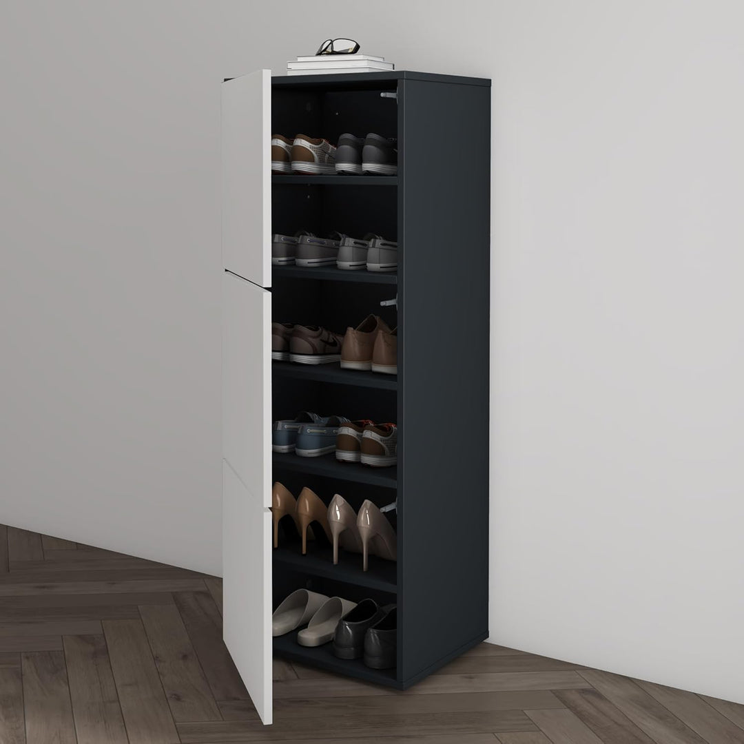Mai & Mai Schuhschrank Schuhkommode mit 3 Schränken BTH: 45x36x120 cm Schuhregal Möbel in Anthrazit