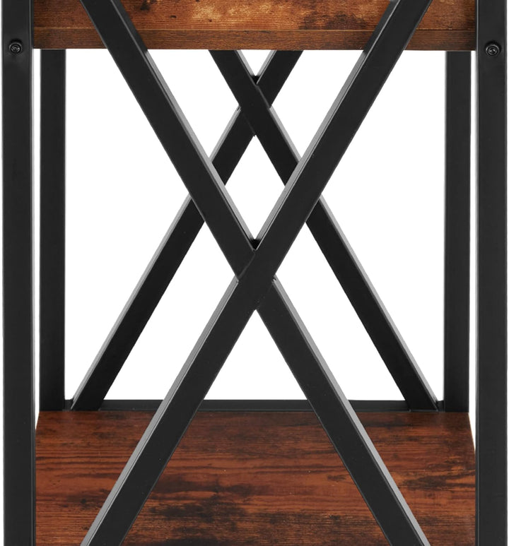 tectake Beistelltisch mit Schublade und Ablageflächen, Nachttisch Boxspringbett, Industrie-Design, 3