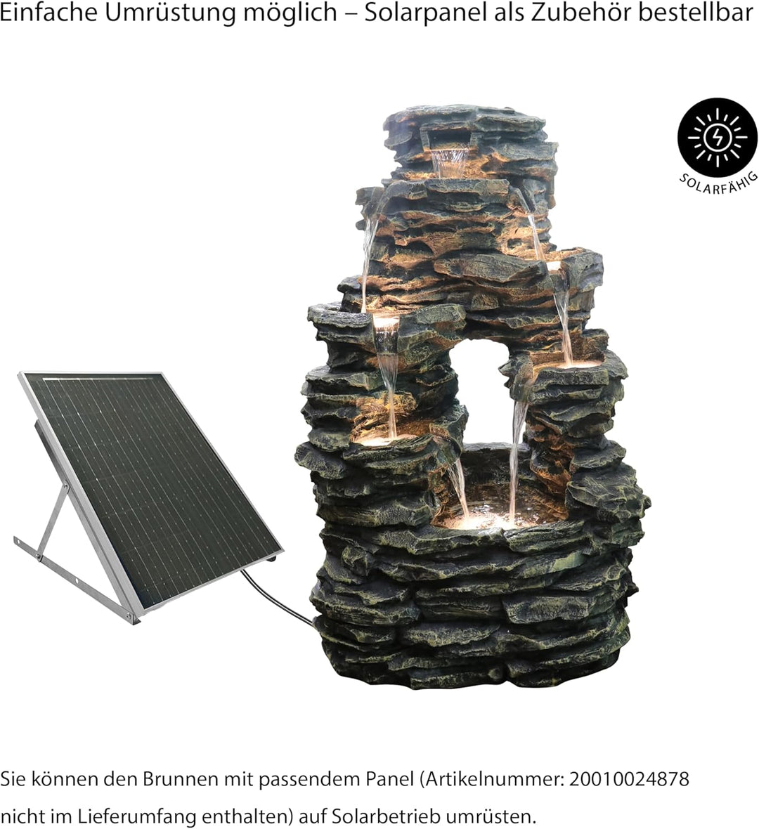 Dehner Gartenbrunnen Salto mit LED Beleuchtung, ca. 99 x 63.5 x 50 cm, Polyresin, grau