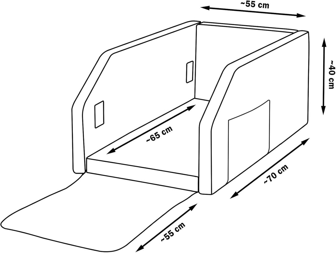 Velinda Autohundebett Hunde-Autositz Hundebett f. Rückbank Hundesitz Modulbett 55x70 cm (Farbe: schw