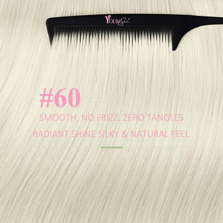 YoungSee Tape in Extensions Platinblond Tape Extensions Echthaar Blond 60cm Tape Echthaar Extensions
