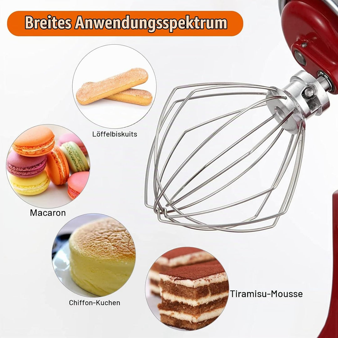 Kitchen-aid Zubehör Profi-Schneebesen, Rührbesen Schaumschläger für Kitchen-Aid Artisan Serie 4,5-5