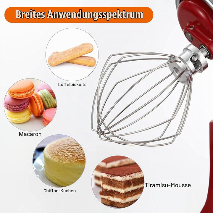 Kitchen-aid Zubehör Profi-Schneebesen, Rührbesen Schaumschläger für Kitchen-Aid Artisan Serie 4,5-5