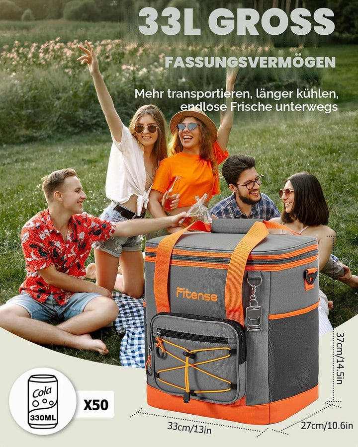 Fitense Kühltasche Faltbar, Weiche Kühltasche, 4-lagige isolierte auslaufsicher, Isoliertasche Kühlb