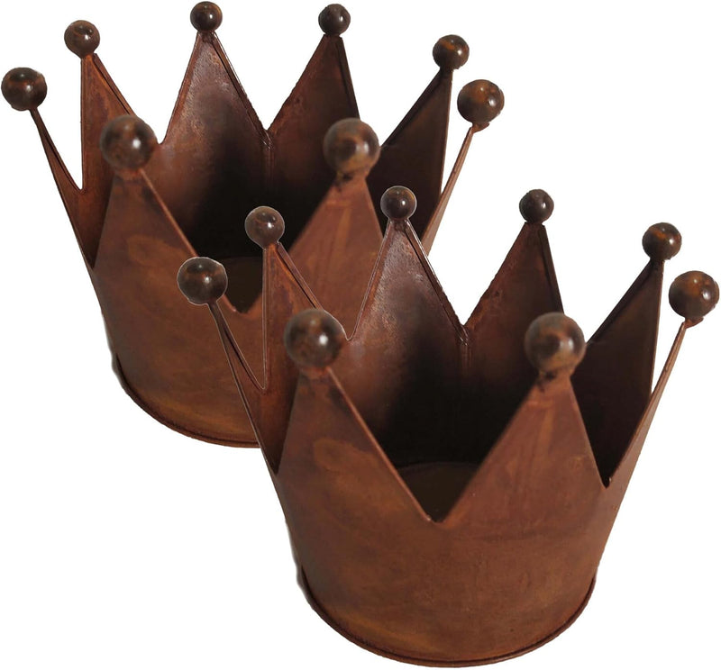 UNUS Garden Kronen Rost 2er Set Ø 20cm, Gartendeko Rostoptik, Edelrostrost Deko für Garten, Terrasse