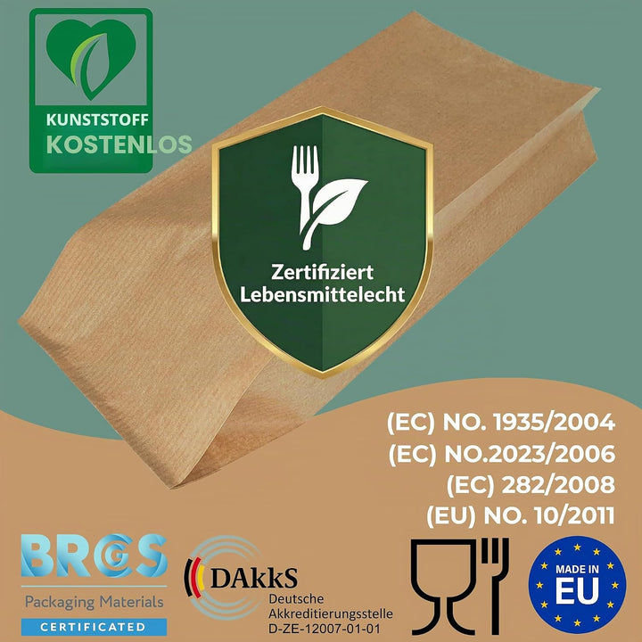 Loxato 1000 Brottüten Papier - Bäckertüten - Butterbrottüten Braun - Brotbeutel - Kraftpapier Tüten