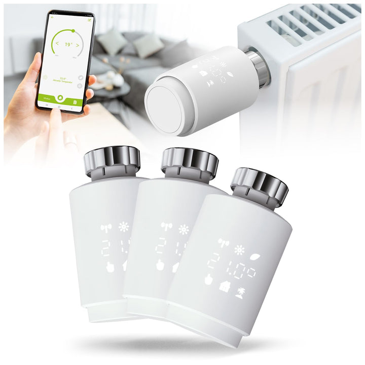 Olympia HT-02Y Smart Thermostat WiFi | Heizkörperthermostat Smart mit Tuya-App, Alexa & Google | Ein