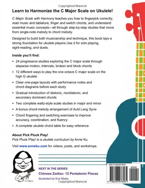 Pick Pluck Play! Fingerstyle Ukulele 24 Progressive Studies on the C Major Scale with Harmony: Techn