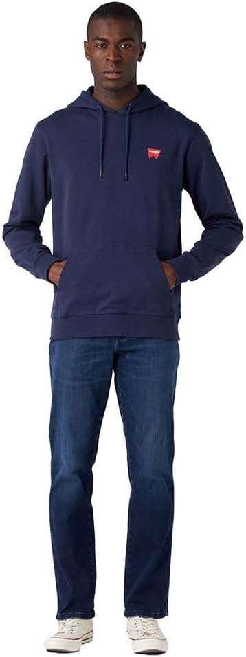 Wrangler Herren Sign Off Hoodie Hooded Sweatshirt M Real Navy, M Real Navy