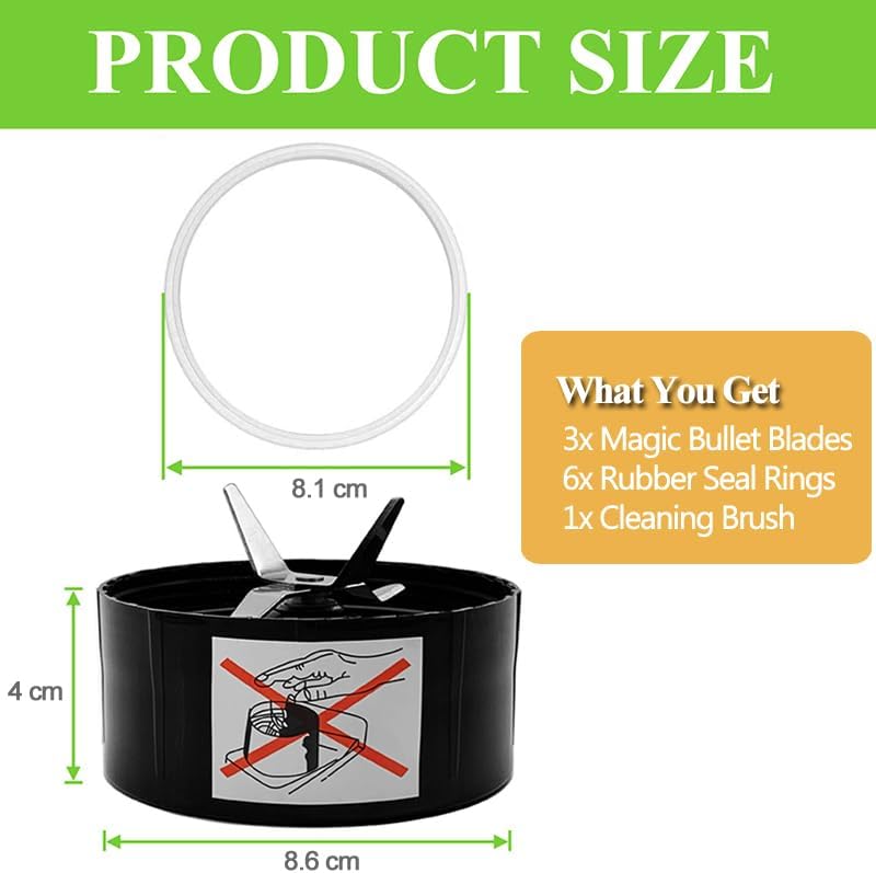 3 Stk Ersatz Entsafter Klingen für Magic Bullet Mixer, Ersatzklinge mit Dichtungen Zubehör für Magic