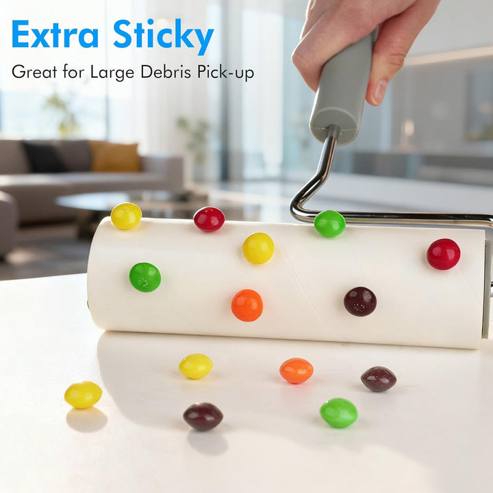 Extrem klebriger Fusselroller zur Entfernung von Tierhaaren - Grosse Fläche, 90 Blatt pro Rolle, 16