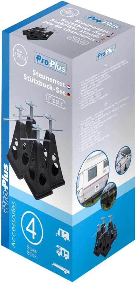 ProPlus 360808 4 x Stützböcke, höhenverstellbar mit Auflageplatte aus Kunststoff max. 750kg Traglast