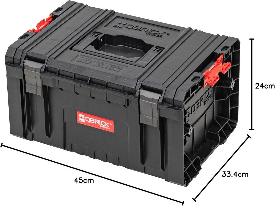 Qbrick System Werkzeugkoffer Werkzeugkasten Leer Werkzeugkiste PRO Toolbox 2.0 Schwarz Rot 450 x 334