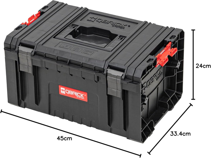 Qbrick System Werkzeugkoffer Werkzeugkasten Leer Werkzeugkiste PRO Toolbox 2.0 Schwarz Rot 450 x 334