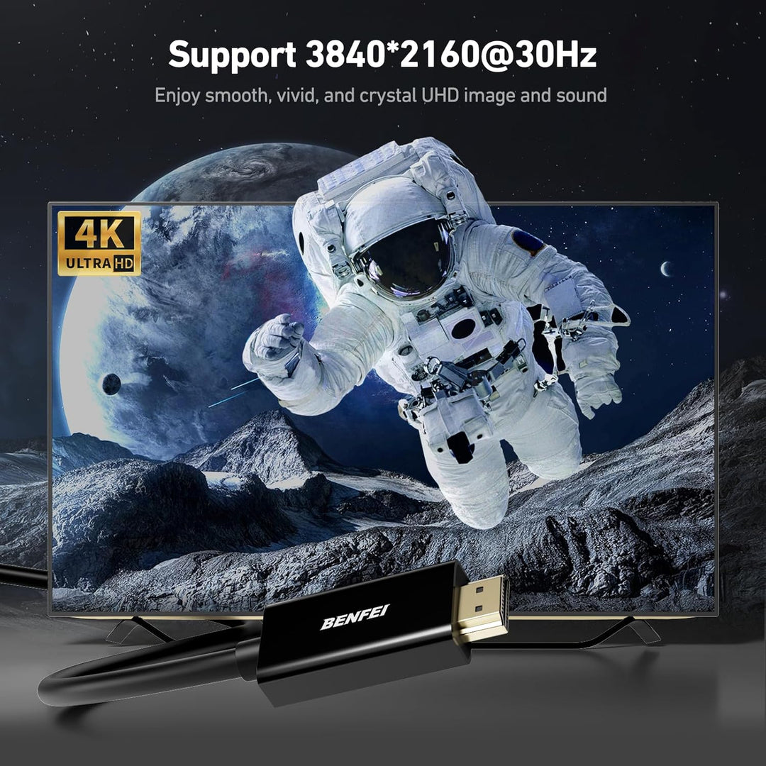 BENFEI 4K DisplayPort auf HDMI Kabel 1,8m, 5 Stück Einwegübertragung DisplayPort DP-auf-HDMI-Kabel H