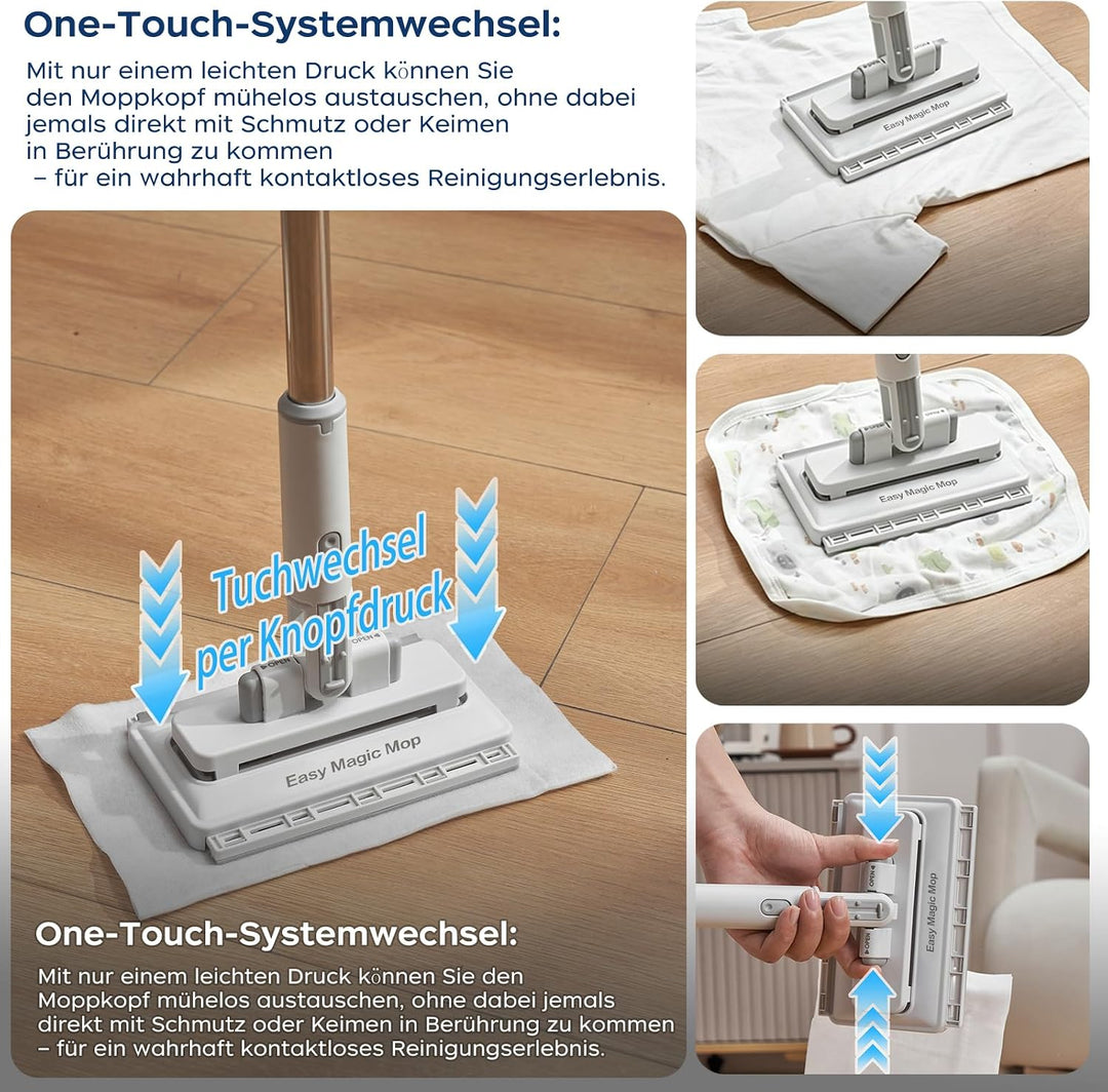 Wischmopp mit druck klemm system 1-Knopf-Wechsel zero touch mini mop, bodenwischer für feuchttücher