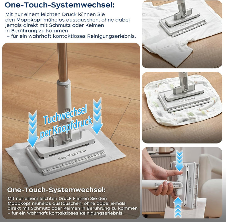 Wischmopp mit druck klemm system 1-Knopf-Wechsel zero touch mini mop, bodenwischer für feuchttücher