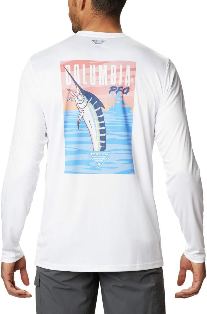 Columbia Herren Terminal Tackle PFG Vintage Fish Long Sleeve S Weiss/Marlin, S Weiss/Marlin