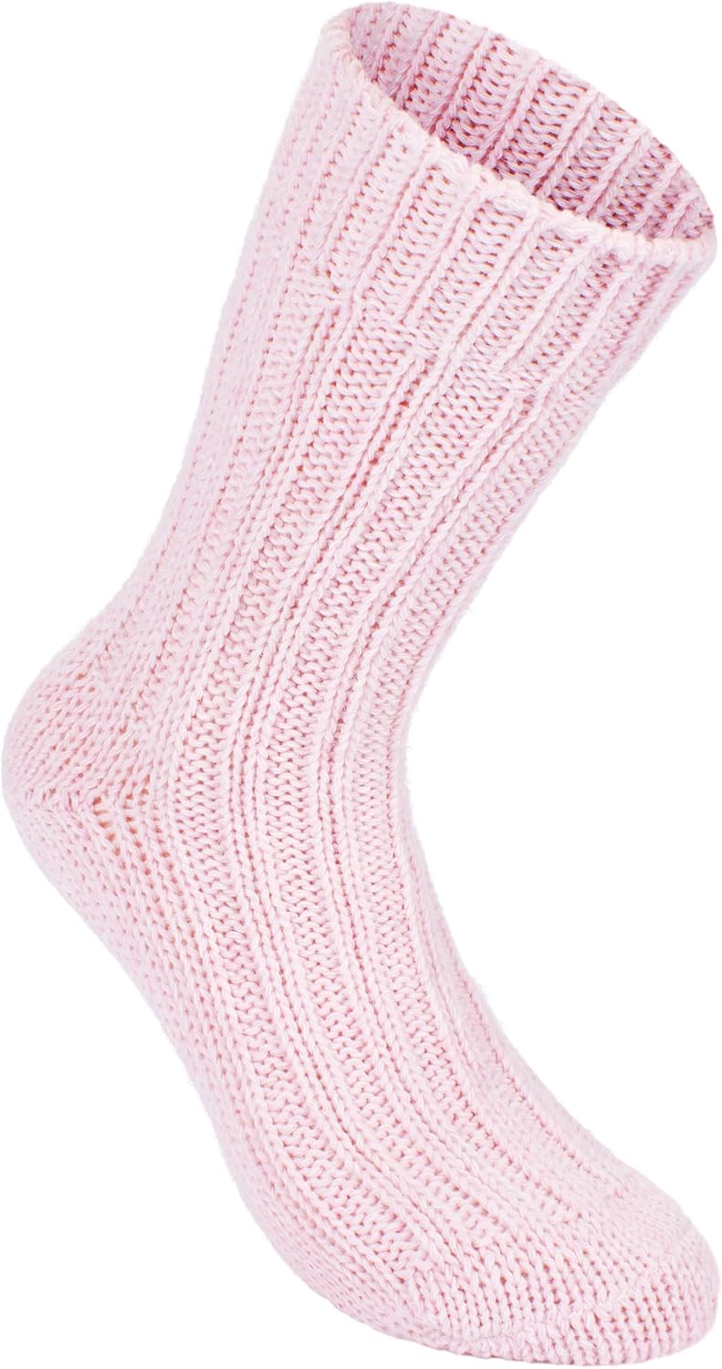 Brubaker 4 Paar Alpaka Socken sehr dick flauschig und warm - reine Alpakawolle 39-42 Beige- und Rosa