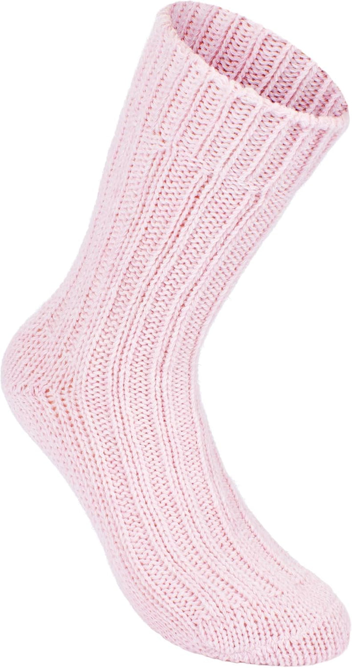 Brubaker 4 Paar Alpaka Socken sehr dick flauschig und warm - reine Alpakawolle 39-42 Beige- und Rosa