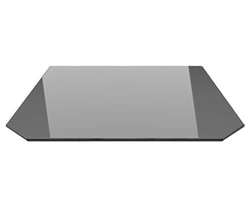 Sechseck 120x130cm Glas schwarz - Funkenschutzplatte Kaminbodenplatte Glasplatte f. Kaminofen (Schwa