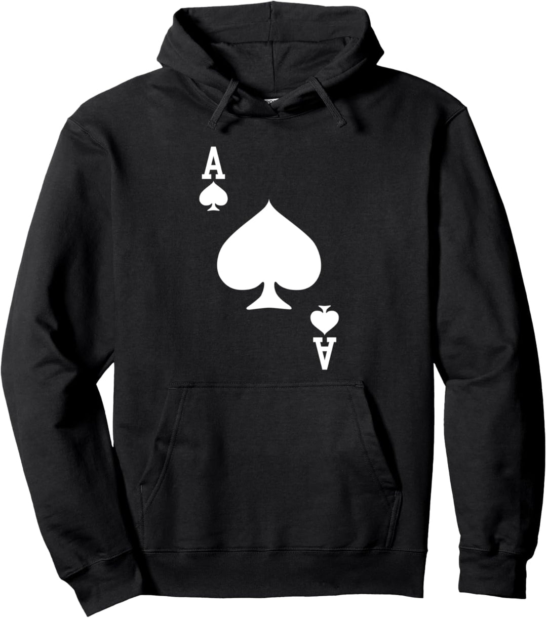Pik-Ass, Spielkarte, Halloween-Kostüm, weisser Text Pullover Hoodie