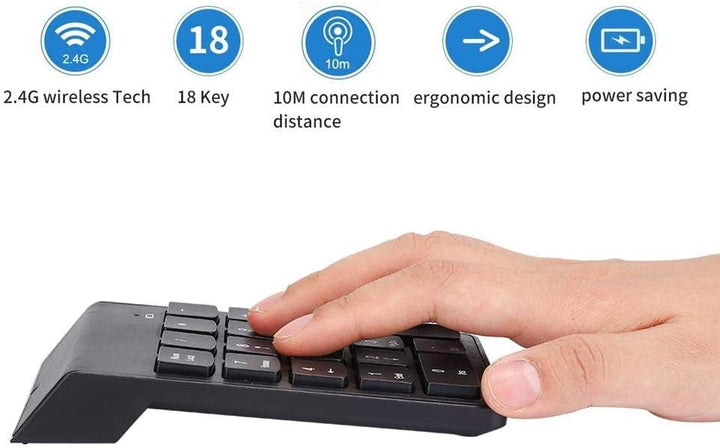 Bewinner Drahtlose Bluetooth-Nummernblöcke, 18-Tasten-Tastatur für tragbare -Finanzbuchhaltungsnumme