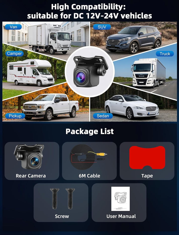 Rückfahrkamera AHD 1080P Rückfahrkamera Auto mit OEM-Halterung Universal Rückfahrkameras Nachrüsten