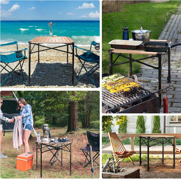 VILLEY Aluminium Klapptisch mit Tragetasche, Klappbarer Campingtisch aus Alu, Faltbarer Balkontisch,