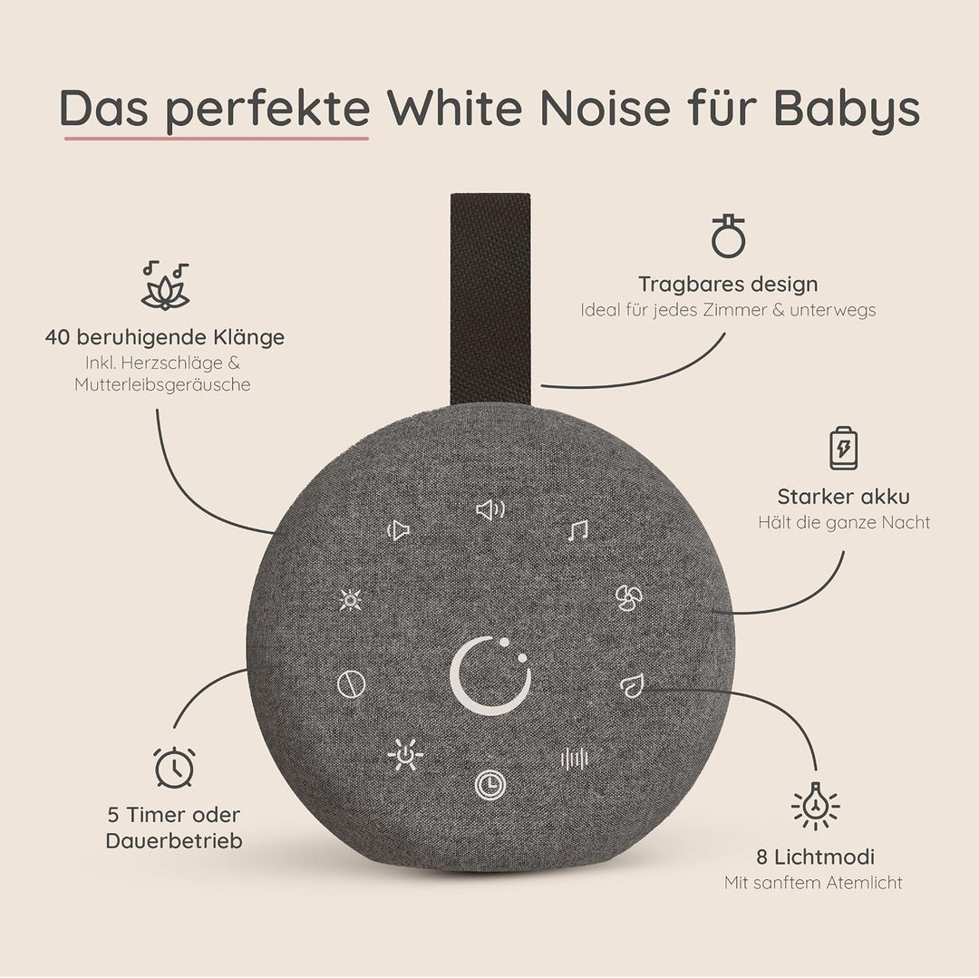 Numsy Move White Noise Machine - Einschlafhilfe Erwachsene und Baby | Weisses Rauschen, 40 Beruhigen