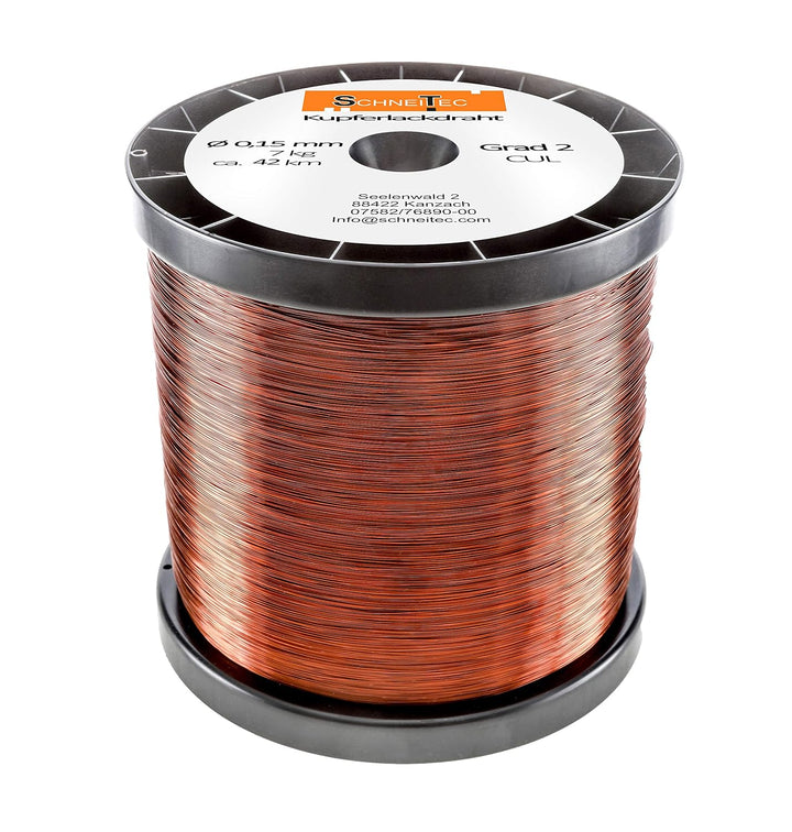 Kupferlackdraht W210 Ø 0,15 mm 7 kg, ca. 42km - CU Lackdraht Grad 2 CUL Kupferdraht Gewicht 7 Kilogr