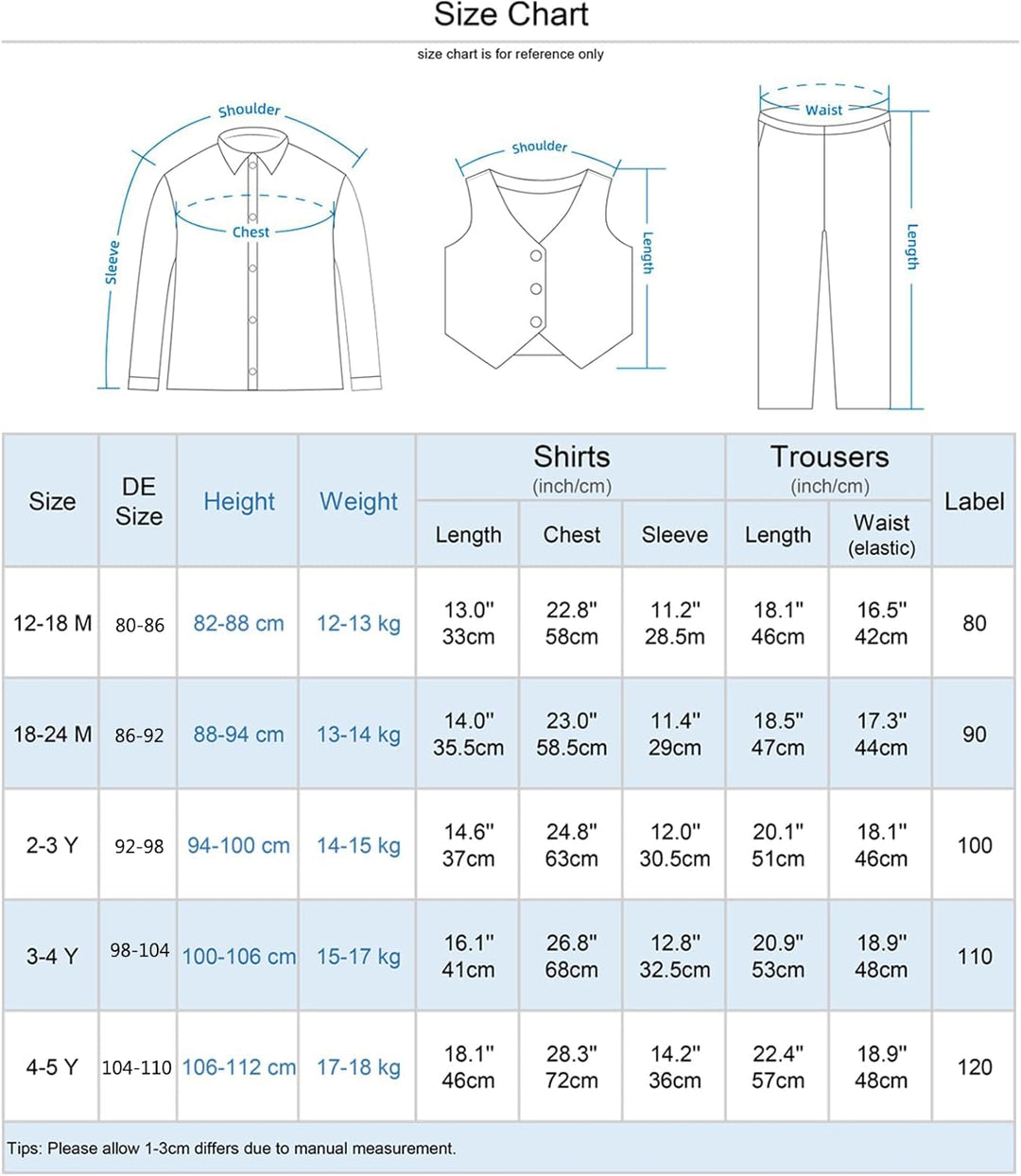 mintgreen Baby Junge Kleidung Formell Anzug Set Blau 12-18 Monate, Blau 12-18 Monate