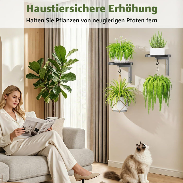 LASZOLA Blumenständer Wandmontage Pflanzenhalter Blumenregal mit Lights | 2 Stück Moderne Blumentopf