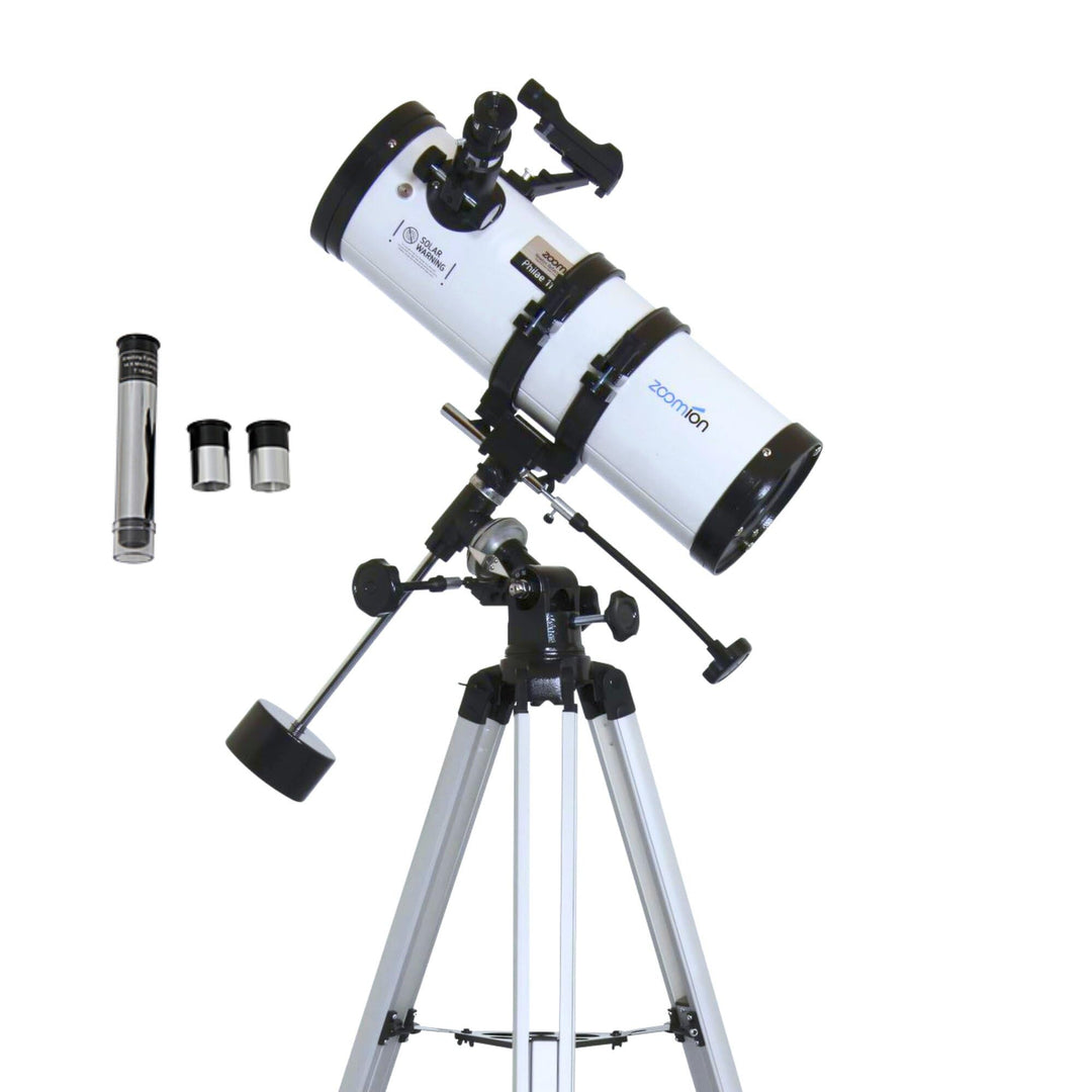 Zoomion Philae 114/500 EQ Spiegelteleskop - Astronomisches Teleskop Set mit Stativ, Montierung und O