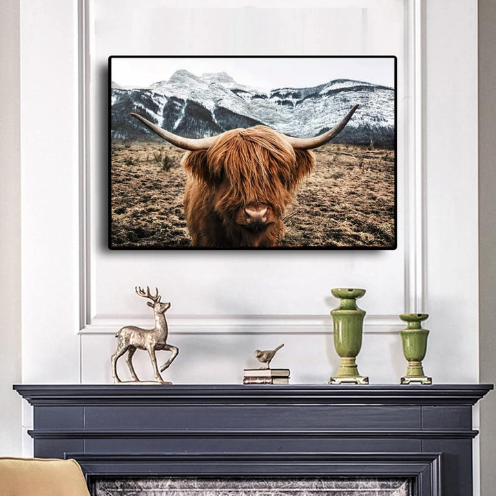 LXTOPN Bilder Highland Cow Schottisches Hochlandrind Poster - Modern Leinwandbild 50x70cm Schlafzimm