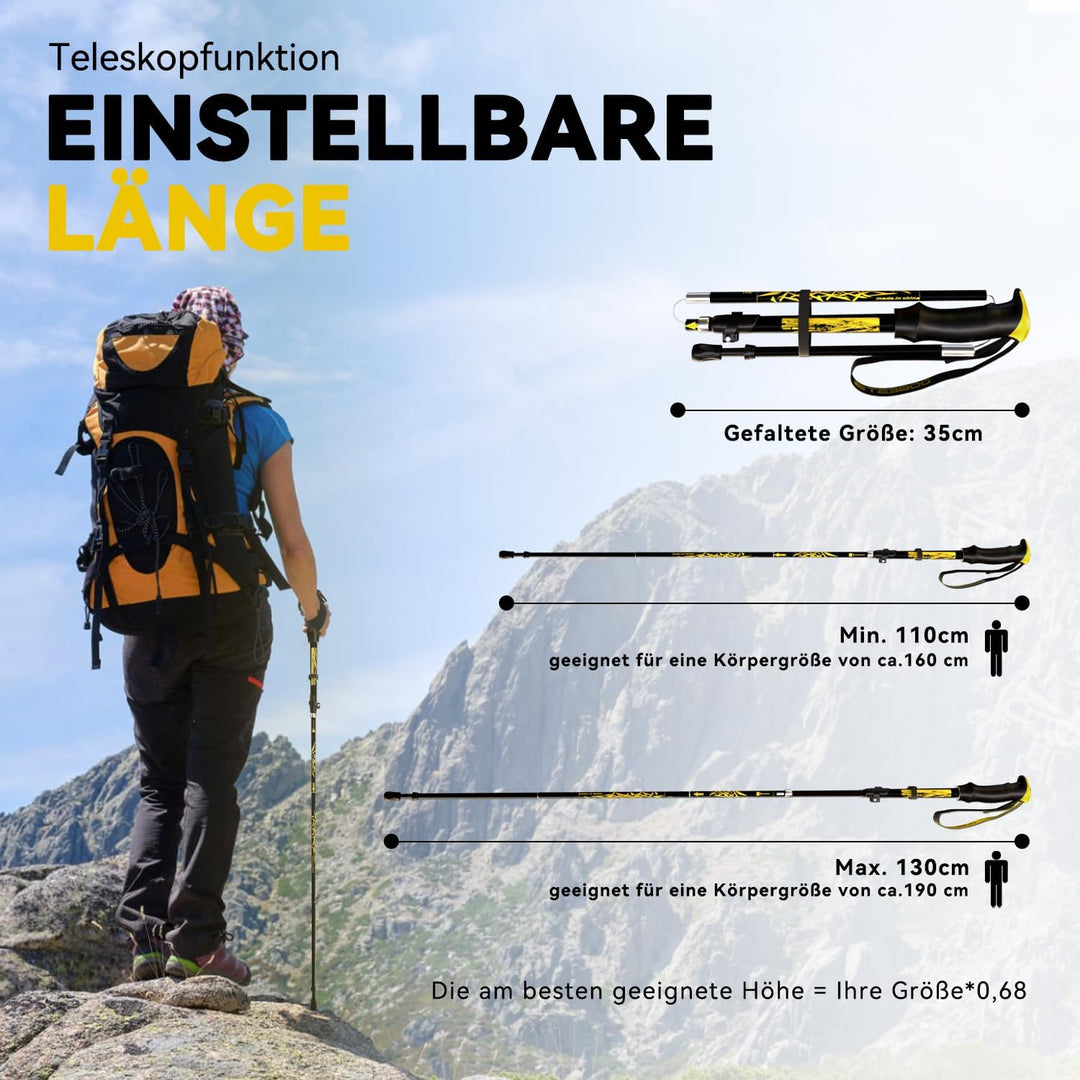 DOBESTS Wanderstöcke, Nordic Walking Stöcke Aluminium Schwarz Premium, Schwarz Premium