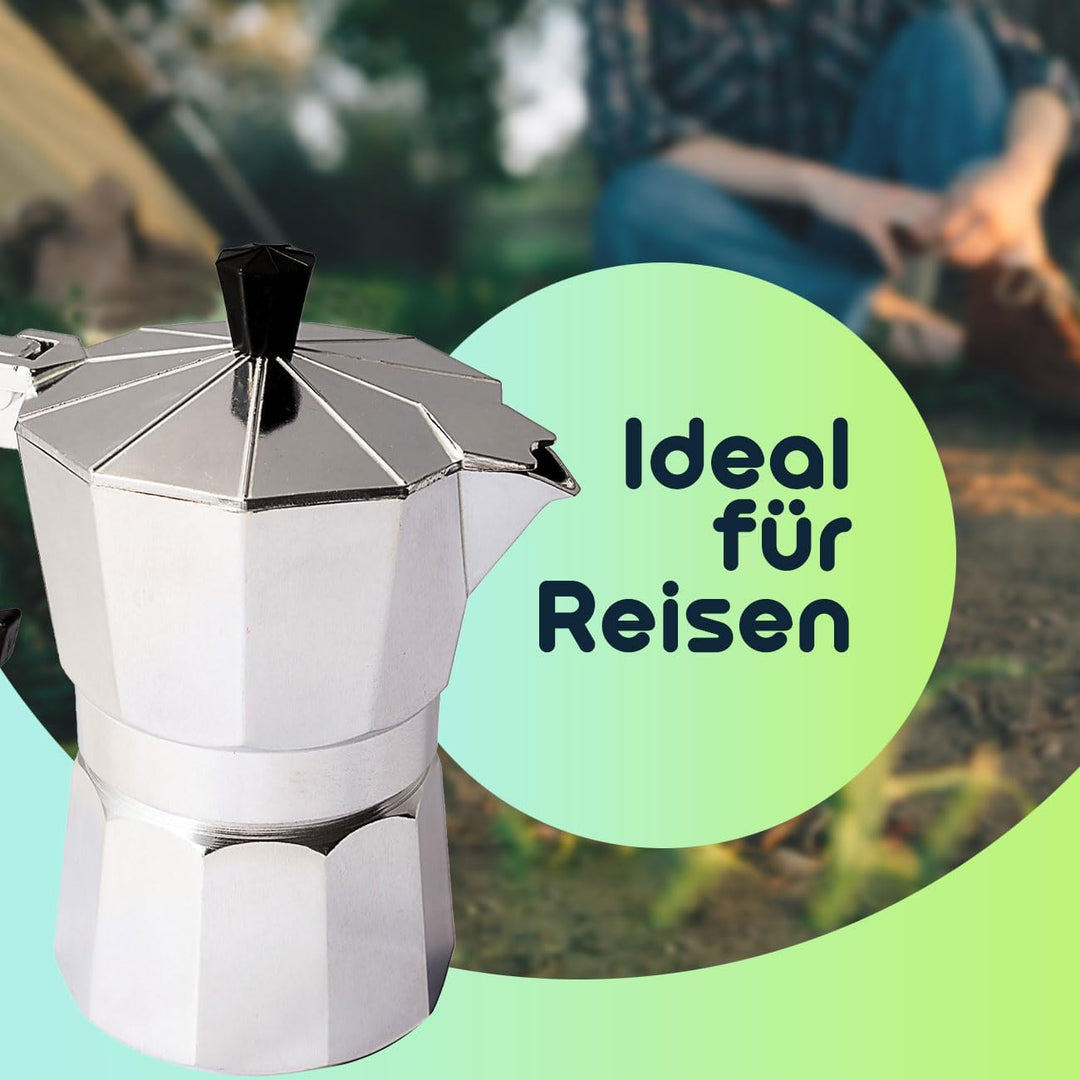 Klassischer Espressokocher aus Aluminium, 150 ml für 3 Tassen - Traditioneller Kaffeegenuss, für aro
