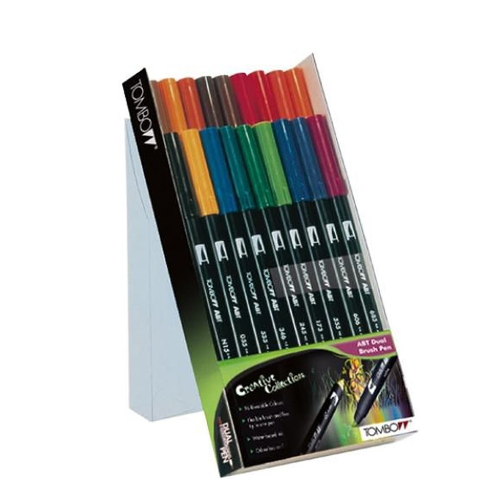 Tombow ABT-18C-1 Fasermaler Dual Brush Pen mit zwei Spitzen, 18-er Set, primärfarben