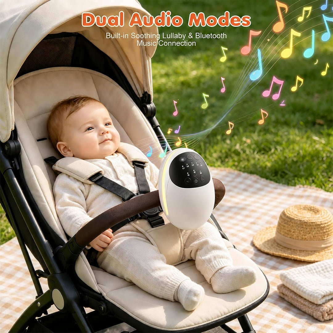 Kinderwagen Schaukler mit 5 Vibrationsstufen, Beruhigendem Weissrauschen &amp; Bluetooth Lautsprecher, E