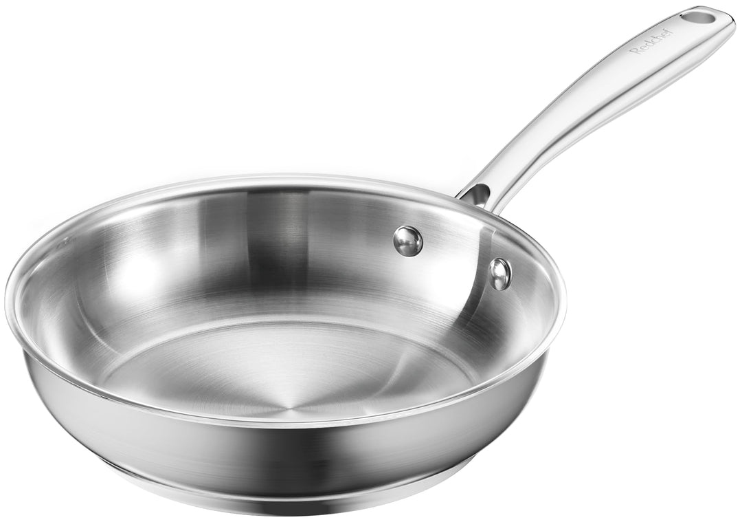 Redchef Bratpfanne 20 cm Induktion edelstahlpfanne unbeschichtet Schüttrand Bratpfanne für alle Herd