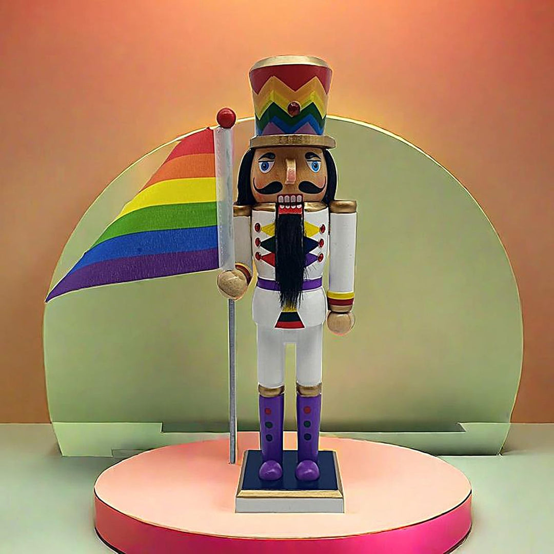 Nussknacker-Skulptur, hölzerne Weihnachts-Nussknacker-Figur, Saison-Szenen-Requisite mit Regenbogen-