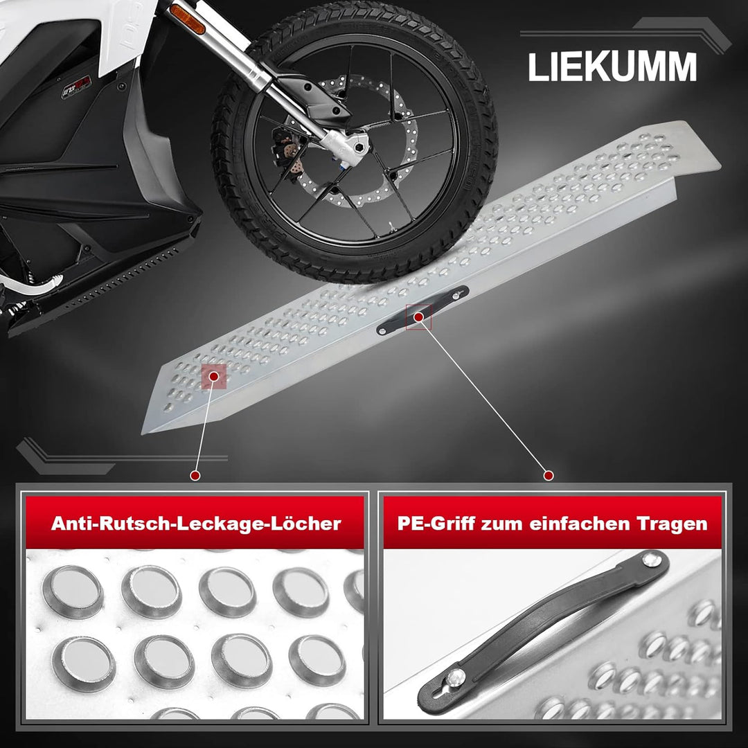 LIEKUMM 2X Auffahrrampe, Laderampe mit Stanze, 600kg/Paar Kapazität für Motorrad, ATV, LKW, Quad, Ra