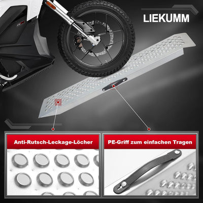 LIEKUMM 120cm lang Auffahrschiene Laderampe, Laderampe mit Stanze, 300kg/PC Kapazität für Motorrad,