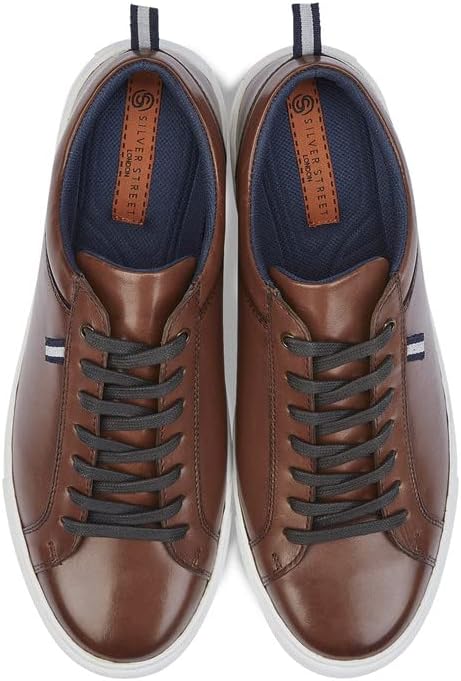 Silver Street London Holden Men's Leder Sneaker Shoes Grössen 41-46, Braun