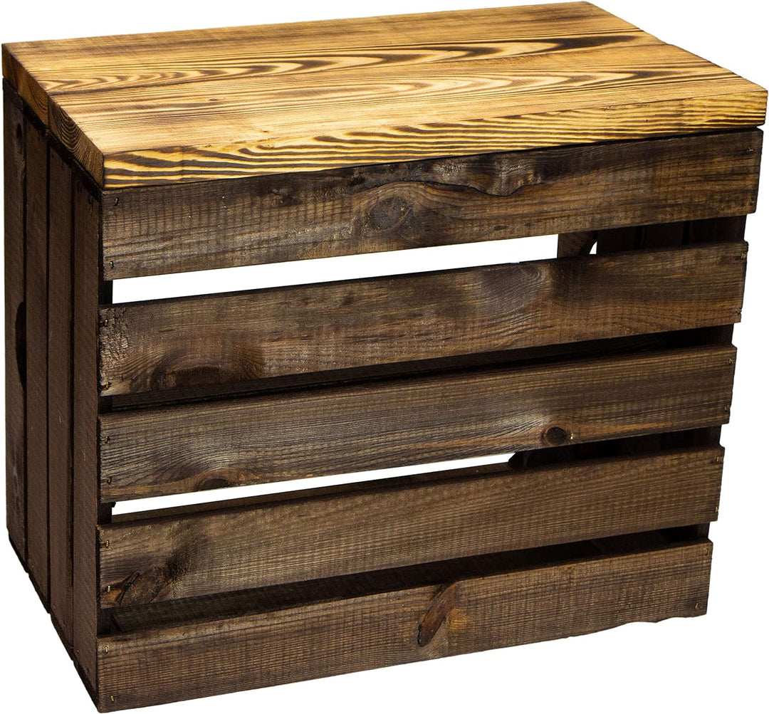 Kistenkolli Altes Land 2er Set Obstkiste aus Holz & Holzplanken Schuhschrank Hocker Sitzbank Weinabl