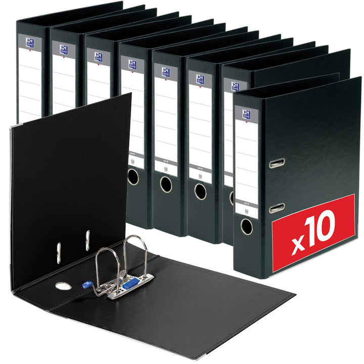 Oxford Smart Pro+ Ordner A4 80 mm PP/PP Schwarz 10er Stück, Schwarz
