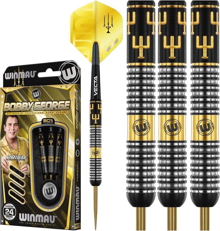 WINMAU Bobby George 24 Gramm Profi Wolfram Softip Dartpfeile Set mit Flights und Schäfte